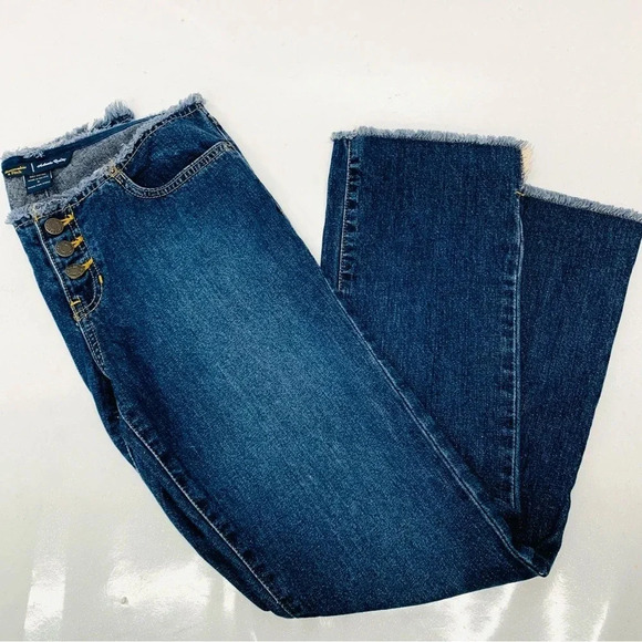 Abercrombie & Fitch Jeans Woman 0  Button Fly Fringe Ankle Slit Cotton Low Rise - Picture 1 of 11